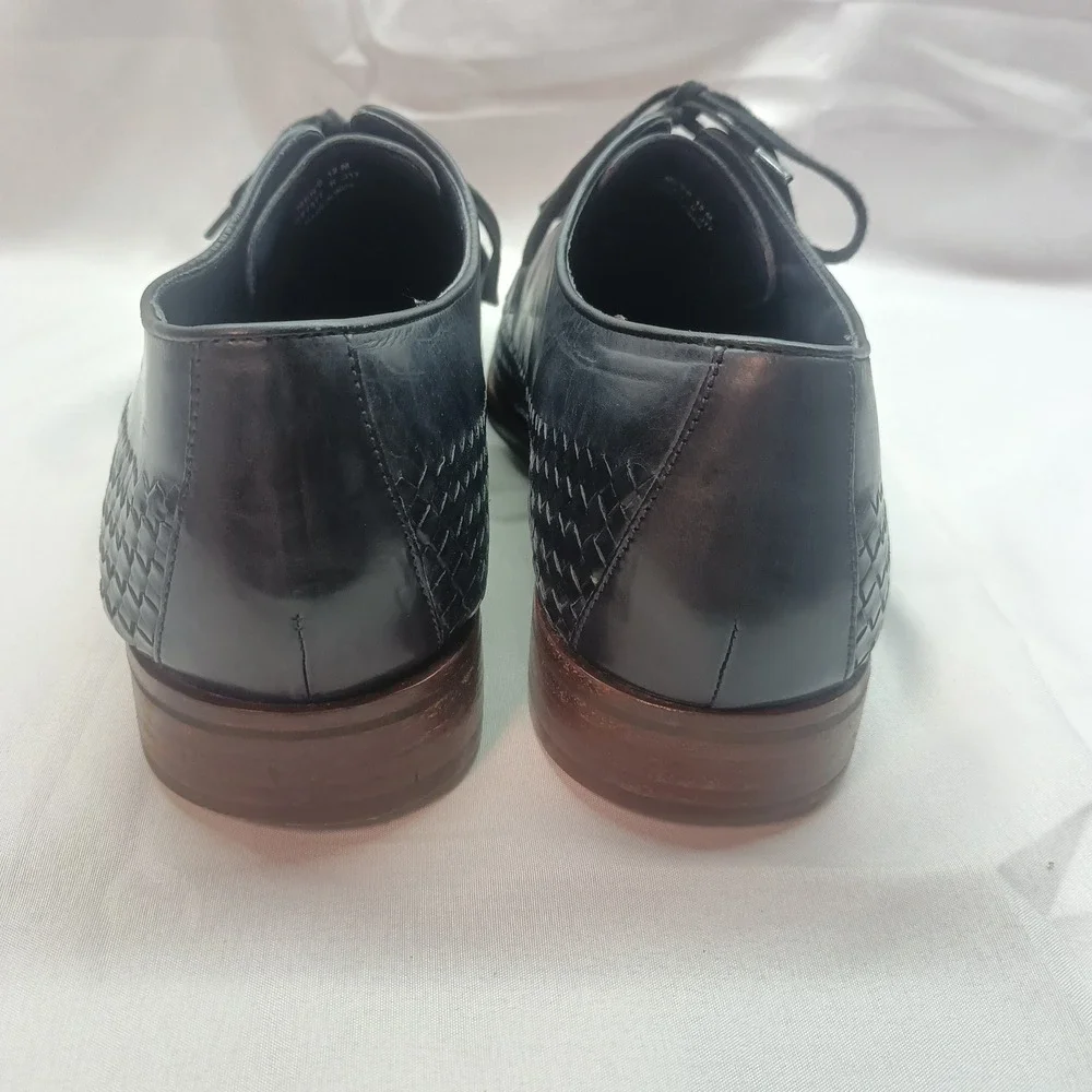 Cole Haan‎ Grand OS Navy Blue Woven Leather Derby Dress Shoes Mens 12M Preppy